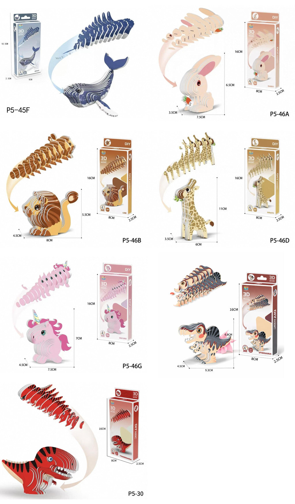 3D-Puzzle verschiedene Tiermotive