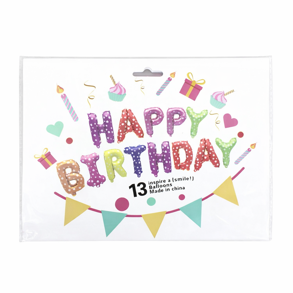 Happy Birthday Folienballon Set – 13 Buchstaben Ballons zum Aufblasen (Geburtstagsdeko)